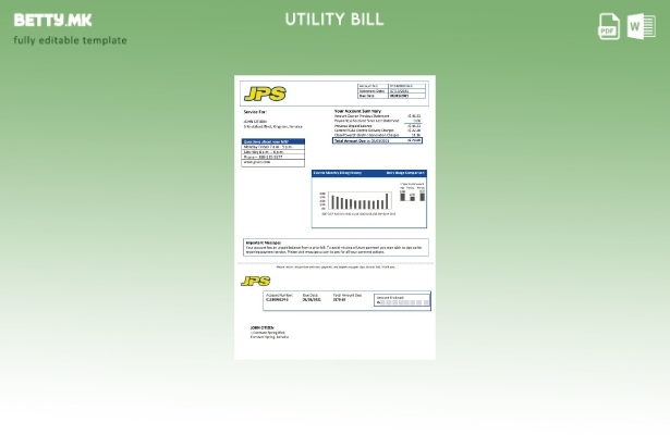 Модерен стил на Јамајка Јавна служба (JPS) шаблон сметки за електрична енергија 